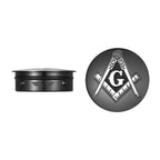 Harley-Davidson Svingarmsdæksler i Rustfrit Stål / Sort med Masonic Emblem Firkant og Kompas