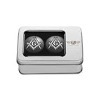 Harley-Davidson Svingarmsdæksler i Rustfrit Stål / Sort med Masonic Emblem Firkant og Kompas