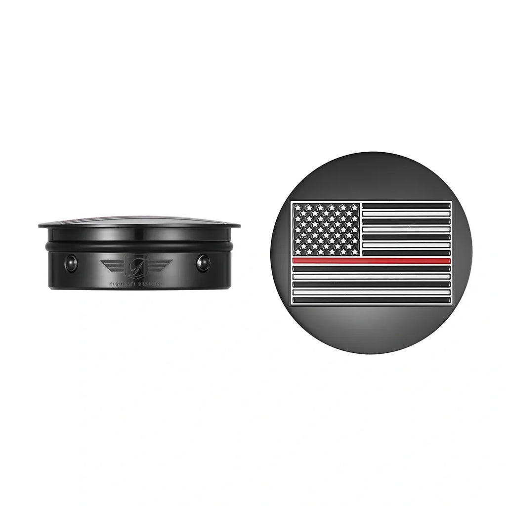 Harley-Davidson Rustfrit Stål / Sort Svingarmsdæksel Rød Linje Amerikansk Flag - Omvendt