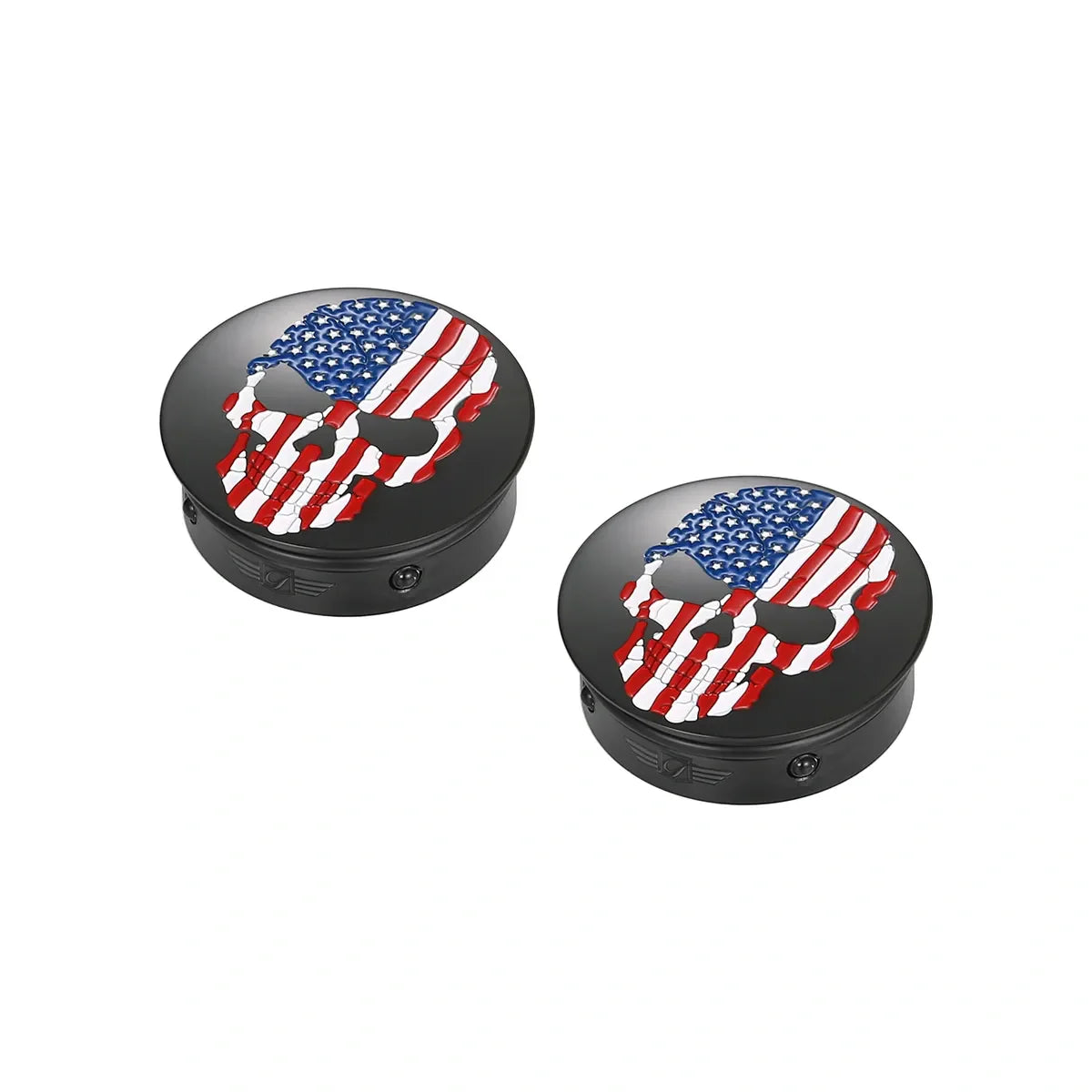 Harley-Davidson Svingarmsdæksel i Rustfrit Stål / Sort Rød Hvid & Blå 🇺🇸 Flag K Ran