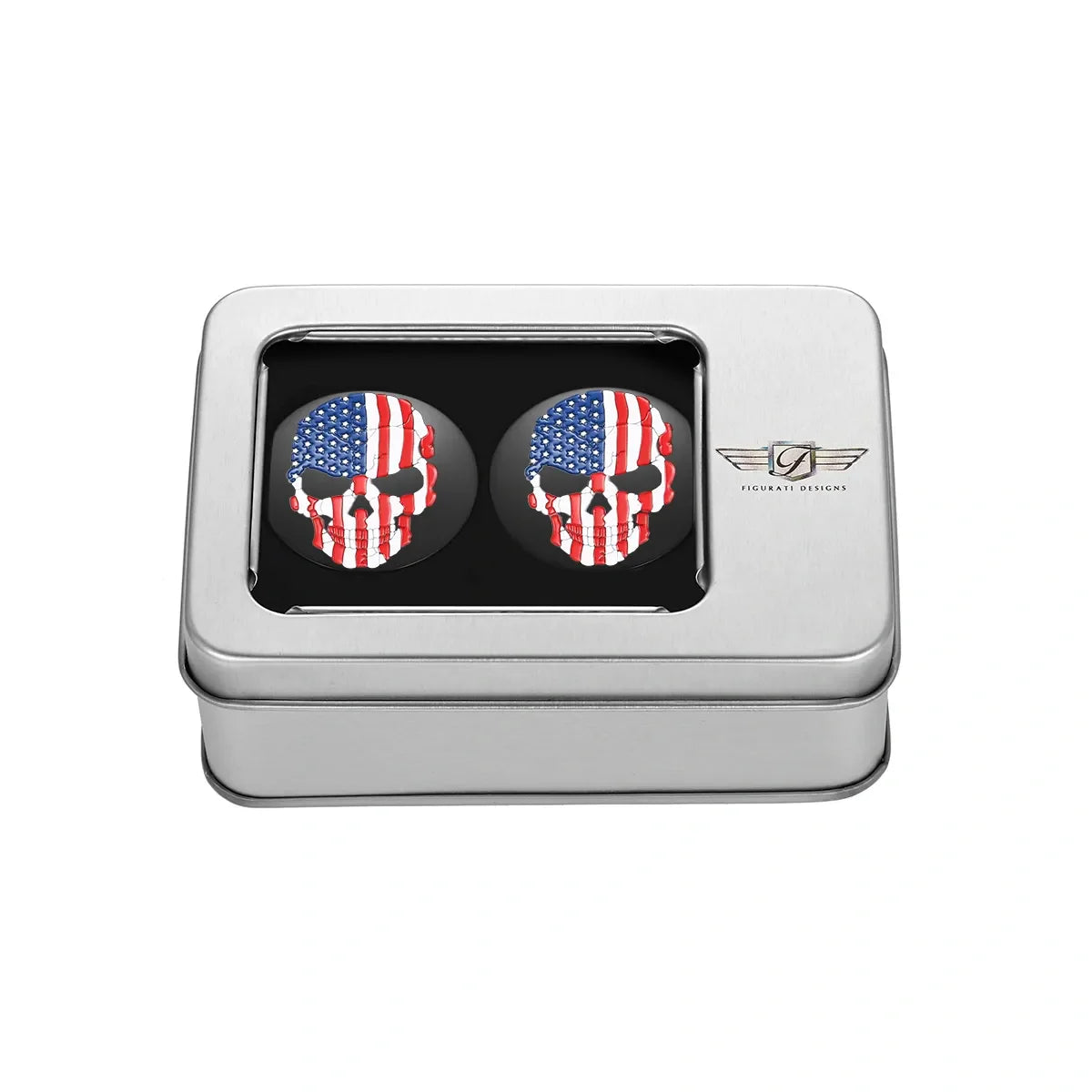 Harley-Davidson Svingarmsdæksel i Rustfrit Stål / Sort Rød Hvid & Blå 🇺🇸 Flag K Ran