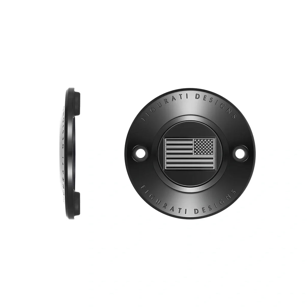 Harley-Davidson Rustfrit Stål i Sort Amerikansk Flag - Omvendt M8 Timing Cover