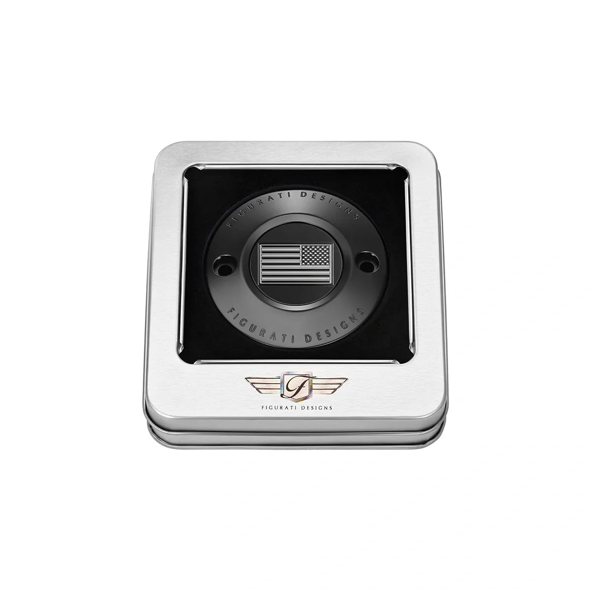 Harley-Davidson Rustfrit Stål i Sort Amerikansk Flag - Omvendt M8 Timing Cover