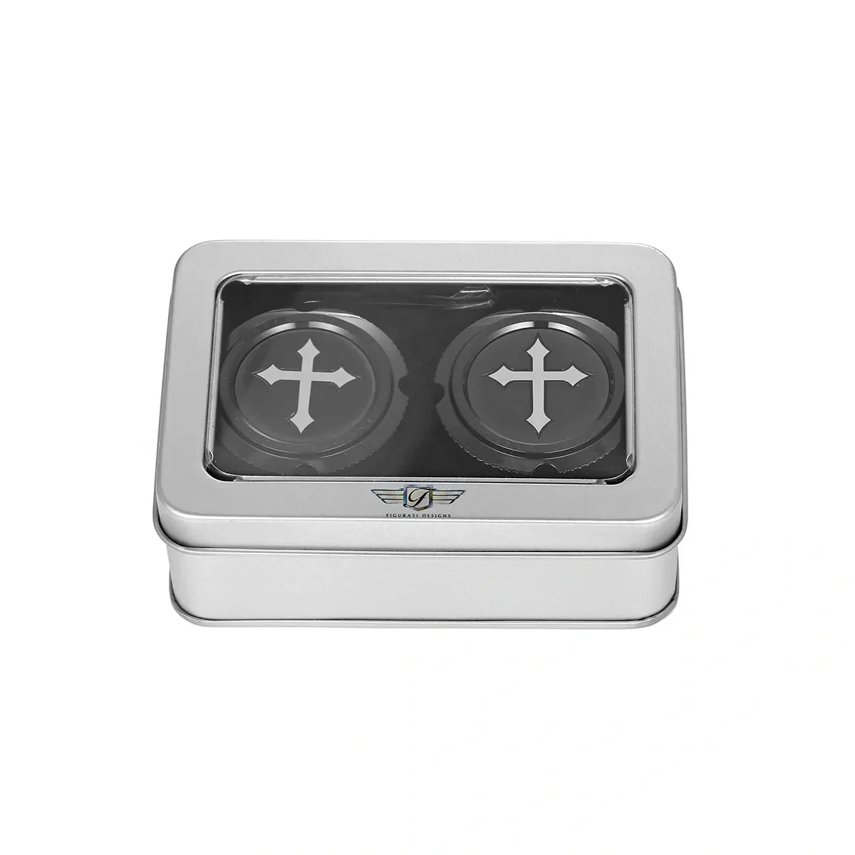 Aksel Covers til forhjul - i Sort Rustfri Stål med Black & Steel Cross - Harley-Davidson Dyna, Softail & Touring