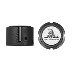 Aksel Covers til forhjul - i Sort Rustfri Stål med "Don't Tread on Me" - Harley-Davidson Dyna, Softail & Touring