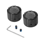 Aksel Covers til forhjul - i Sort Rustfri Stål med Figurati Designs Logo - Harley-Davidson Dyna, Softail & Touring