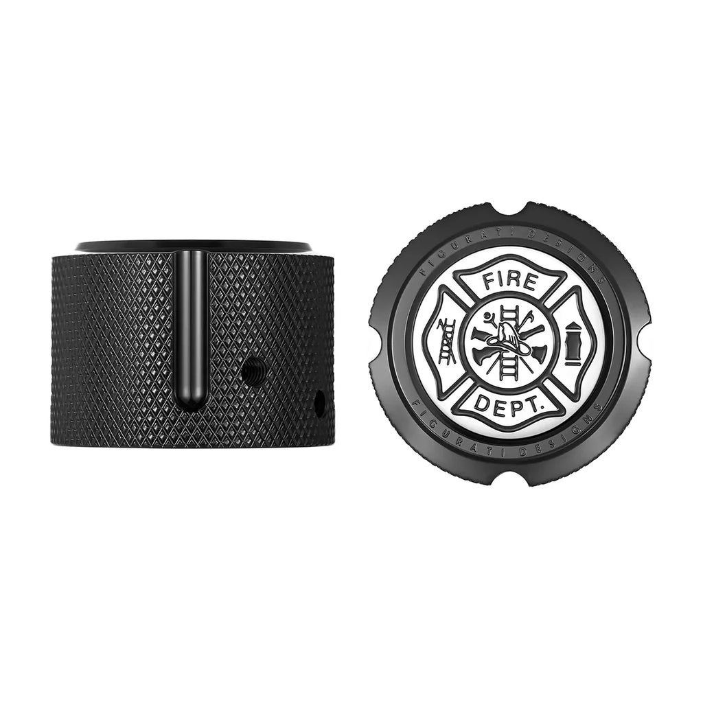 Figurati Aksel Covers til forhjul - i Sort Rustfri Stål med Fire Dept. - Harley Dyna, Softail & Touring