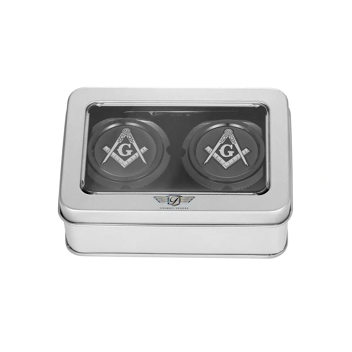 Aksel Covers til forhjul - i Sort Rustfri Stål med Black Masonic Emblem - Harley-Davidson Dyna, Softail & Touring