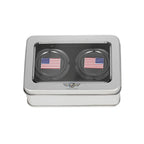 Aksel Covers til forhjul - i Sort Rustfri Stål med Red/White/Blue American Flag - Harley-Davidson Dyna, Softail & Touring