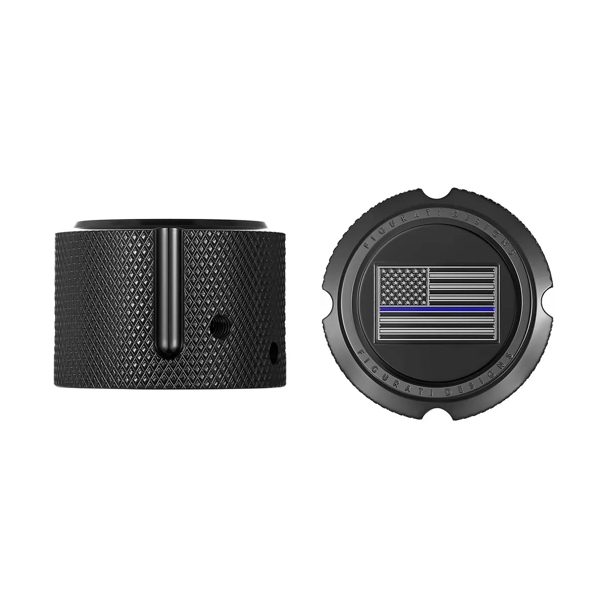 Aksel Covers til forhjul - i Sort Rustfri Stål med Black/Blue American Flag  - Harley-Davidson Dyna, Softail & Touring