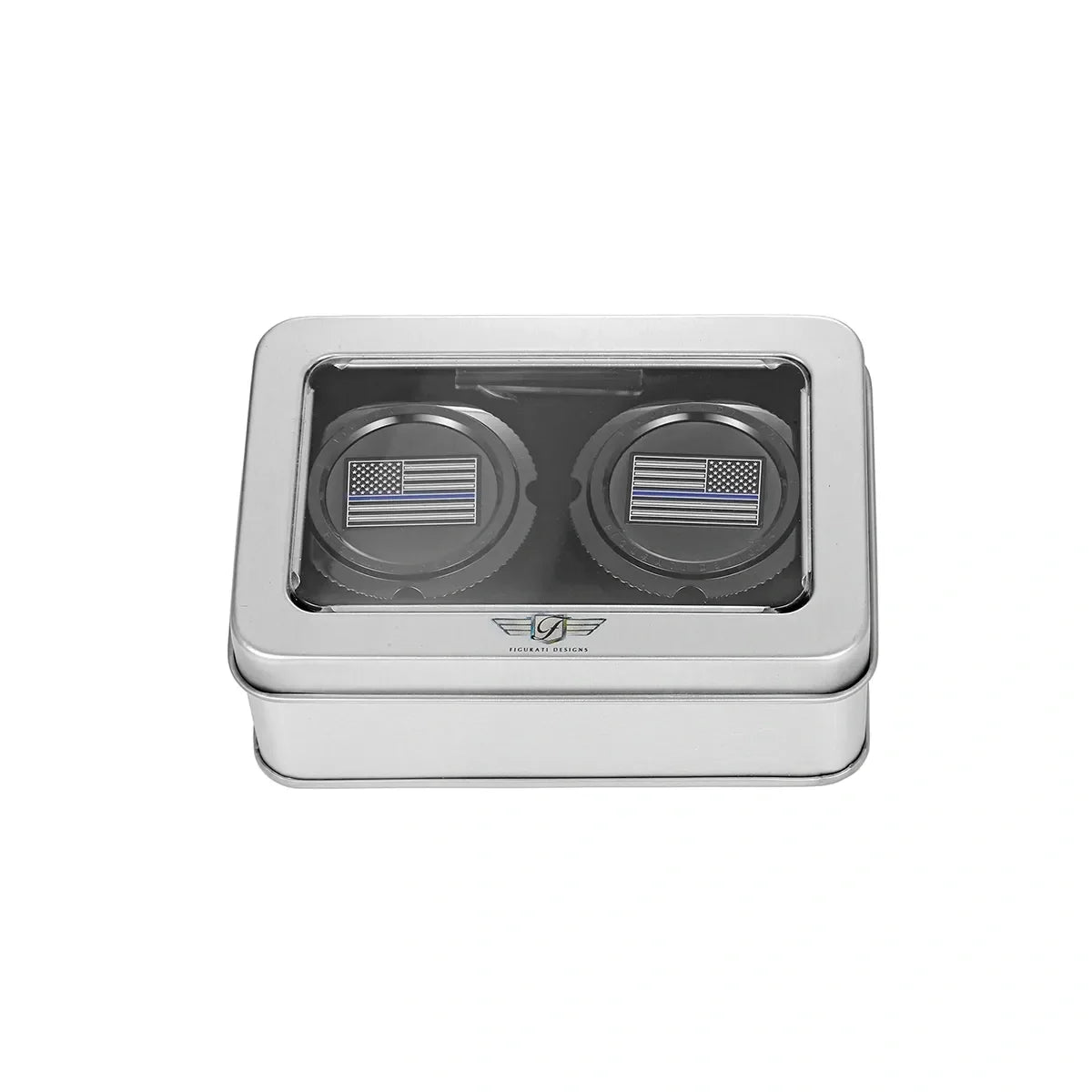 Aksel Covers til forhjul - i Sort Rustfri Stål med Black/Blue American Flag  - Harley-Davidson Dyna, Softail & Touring