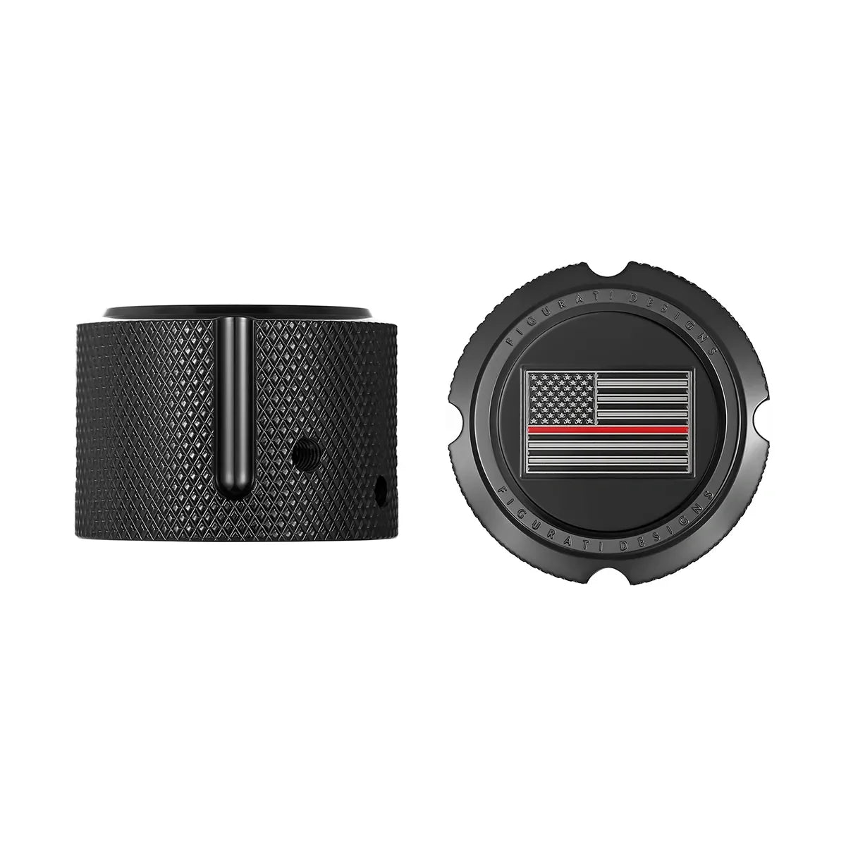 Aksel Covers til forhjul - i Sort Rustfri Stål med Black/Red American Flag - Harley-Davidson Dyna, Softail & Touring