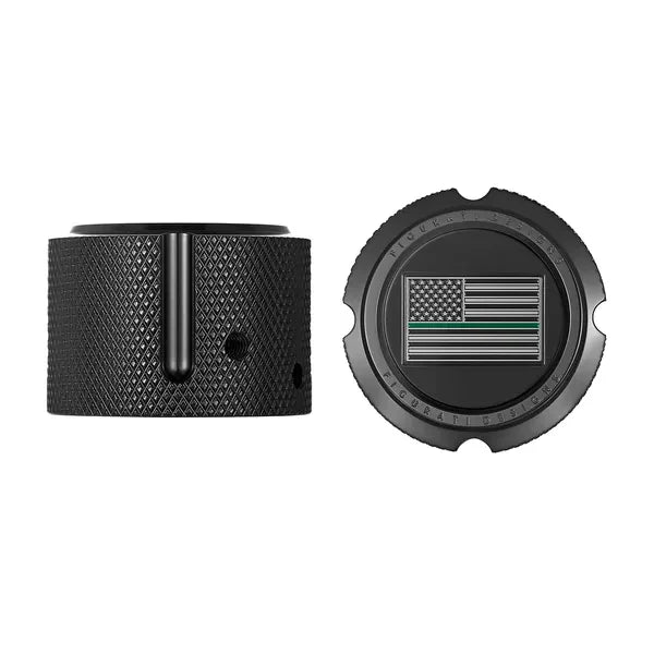 Aksel Covers til forhjul - i Sort Rustfri Stål med Black/Green American Flag - Harley-Davidson Dyna, Softail & Touring