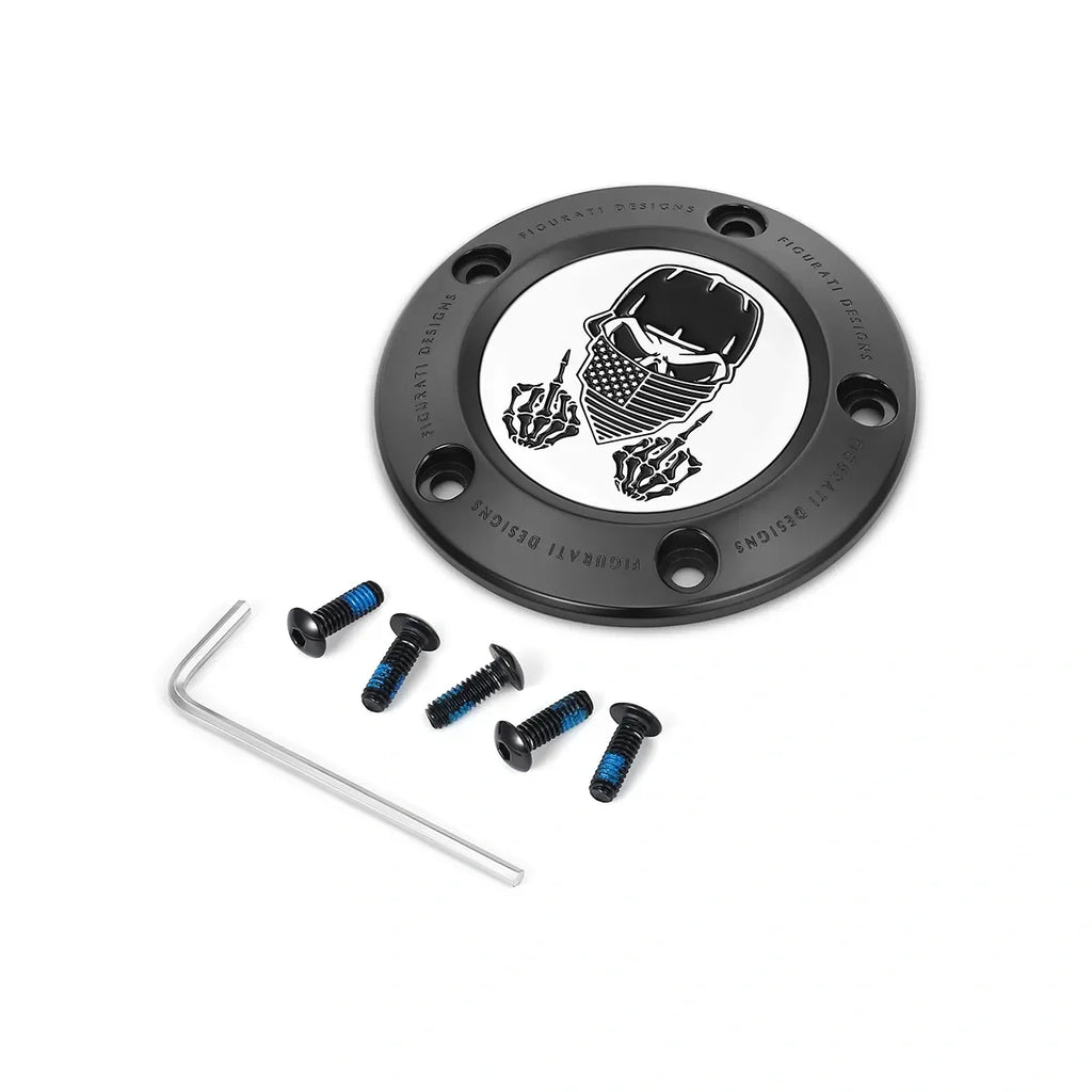 Harley-Davidson Rustfrit Stål i Sort Maskeret Kraniet Twin Cam Timing Cover