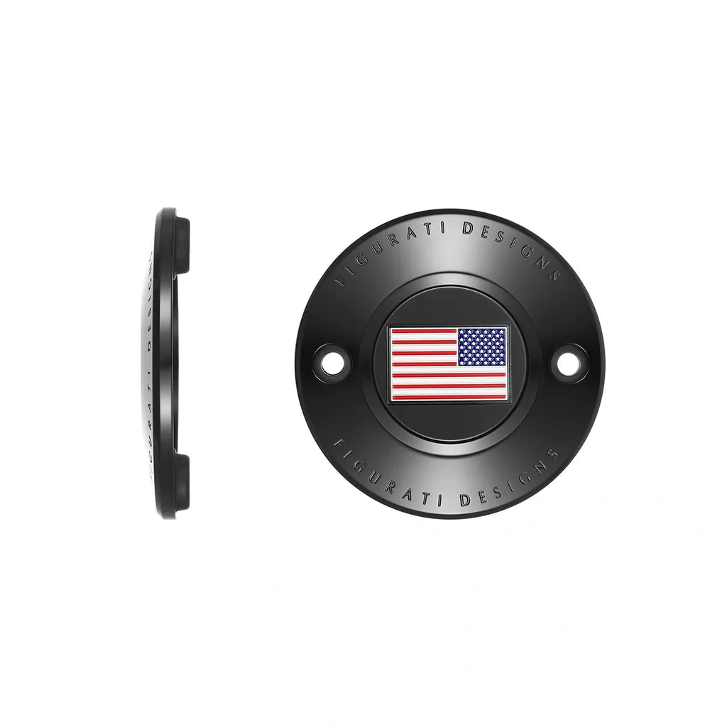 Harley-Davidson Rustfrit Stål i Sort Rød Hvid og Blå Amerikansk Flag - Omvendt M8 Timing Cover