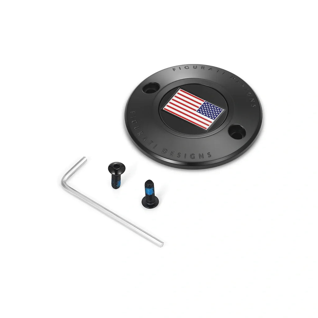 Harley-Davidson Rustfrit Stål i Sort Rød Hvid og Blå Amerikansk Flag - Omvendt M8 Timing Cover