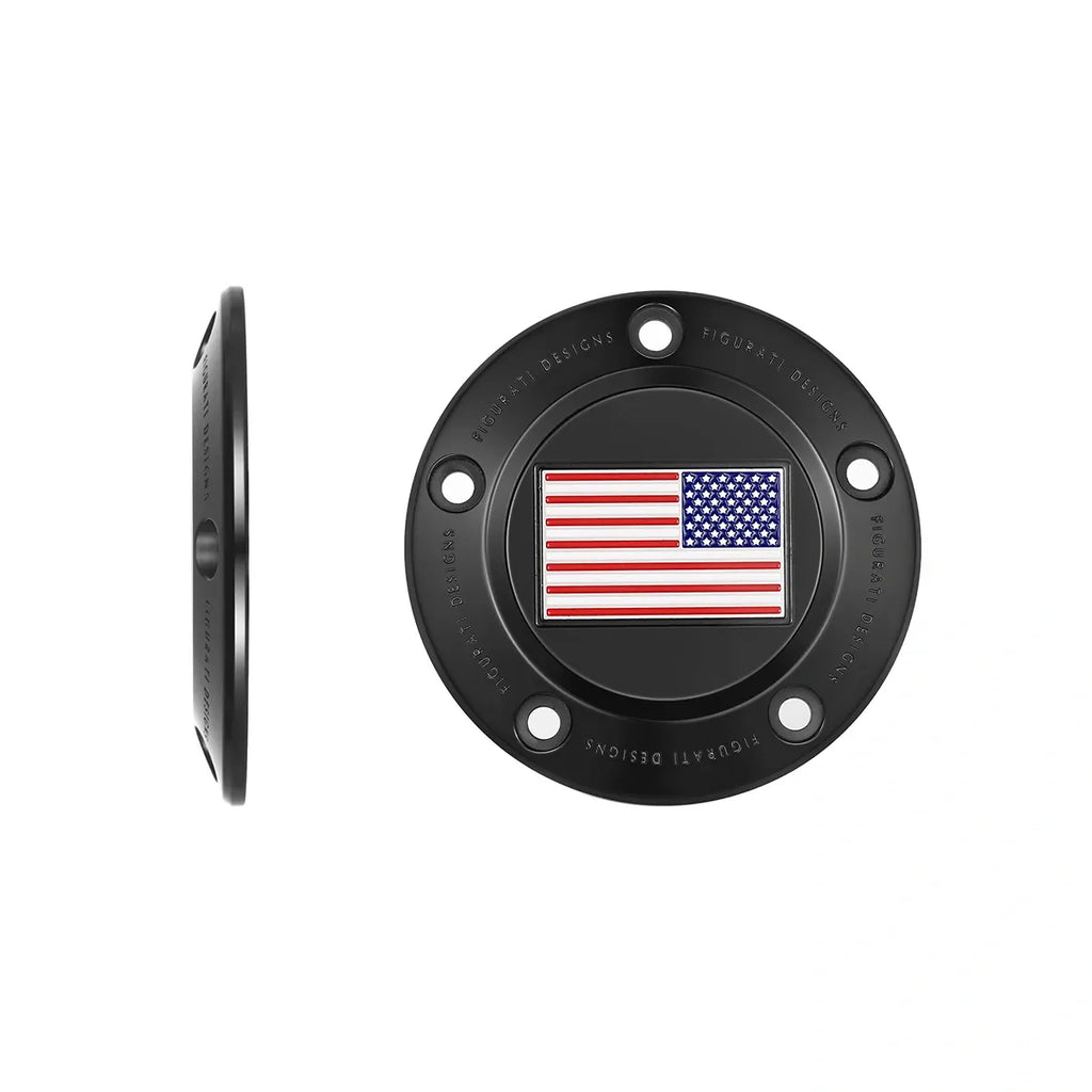 Harley-Davidson Rustfrit Stål i Sort Rød Hvid og Blå Amerikansk Flag - "Reversed Twin Cam" Timing Cover