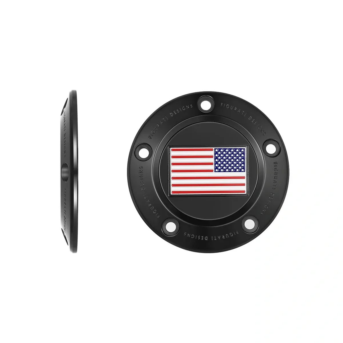 Harley-Davidson Rustfrit Stål i Sort Rød Hvid og Blå Amerikansk Flag - "Reversed Twin Cam" Timing Cover