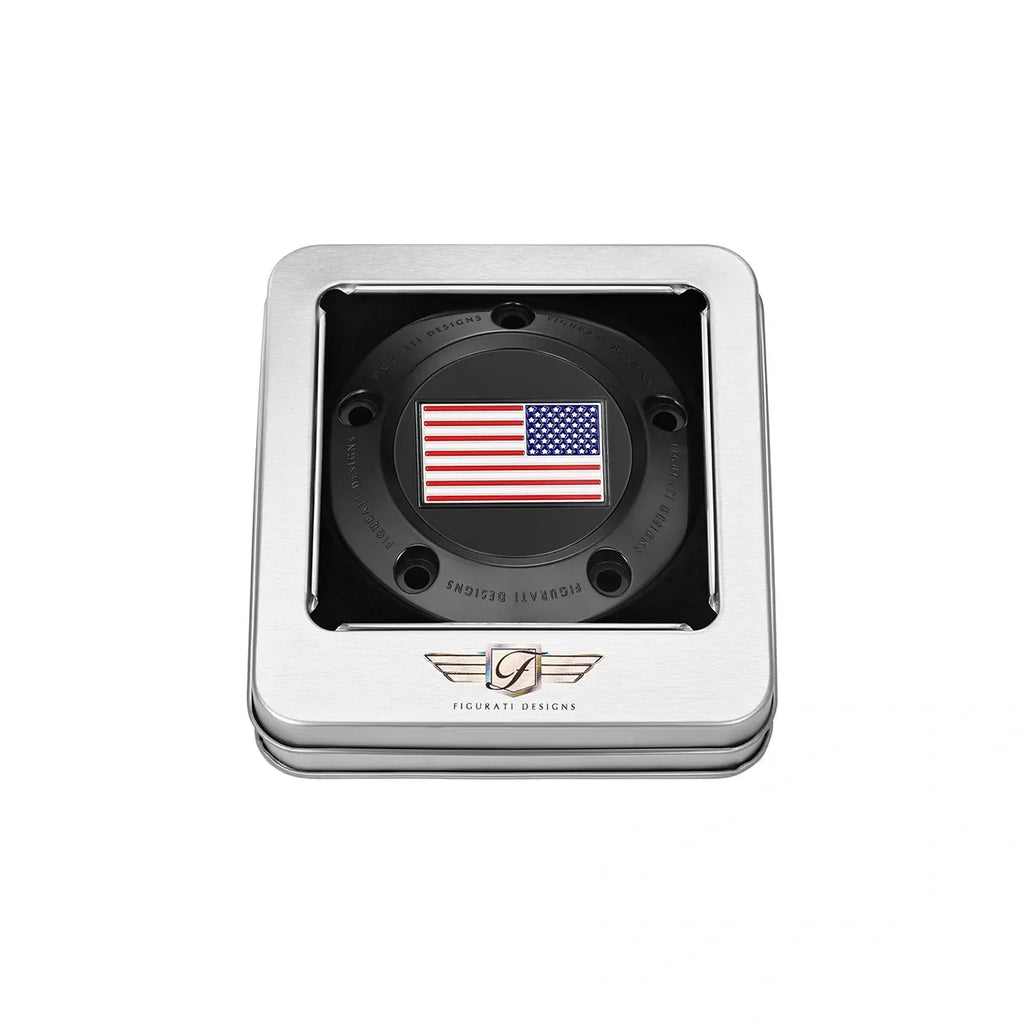 Harley-Davidson Rustfrit Stål i Sort Rød Hvid og Blå Amerikansk Flag - "Reversed Twin Cam" Timing Cover