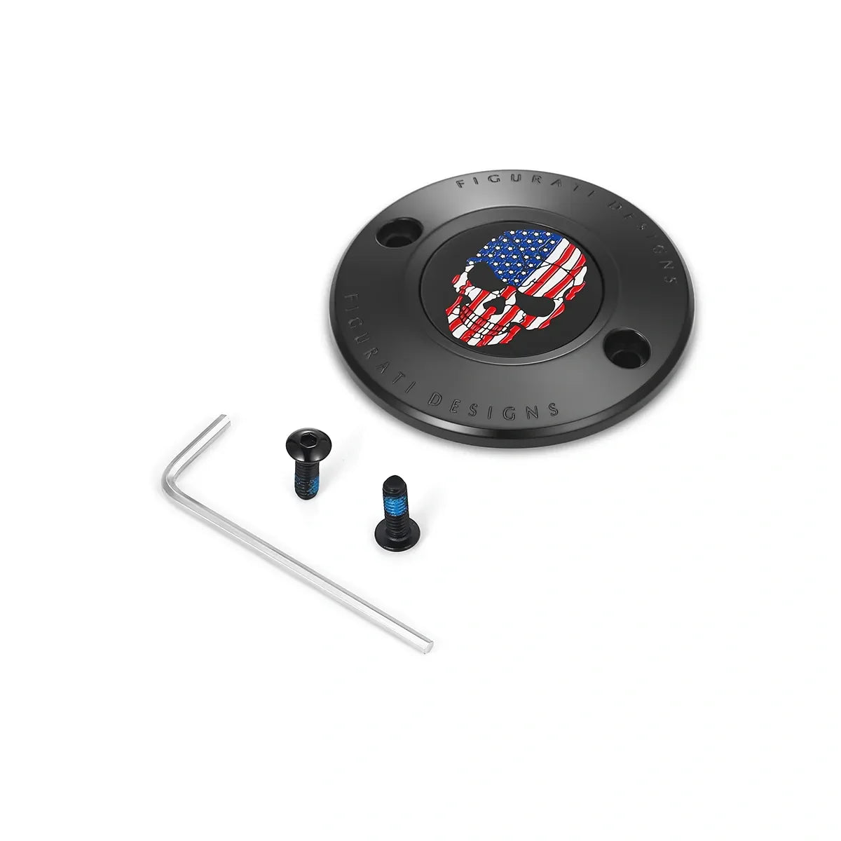 Harley-Davidson Rustfrit Stål i Sort Rød Hvid og Blå Amerikansk Flag Kranie M8 Timing Cover