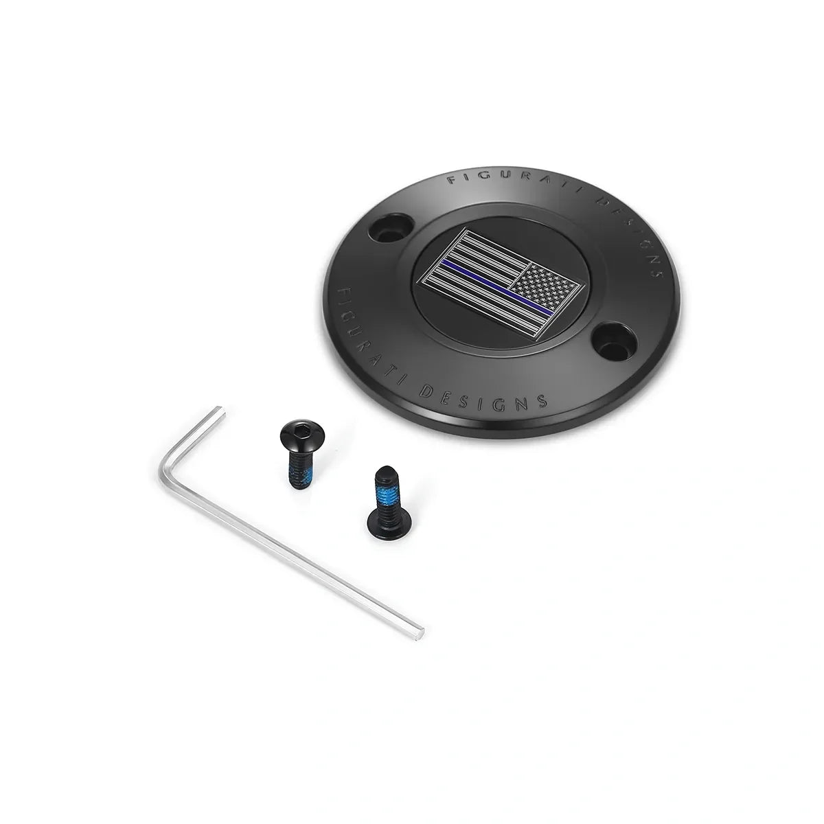 Harley-Davidson Rustfrit Stål i Sort Tynd Blå Linje Amerikansk Flag - Omvendt M8 Timing Cover