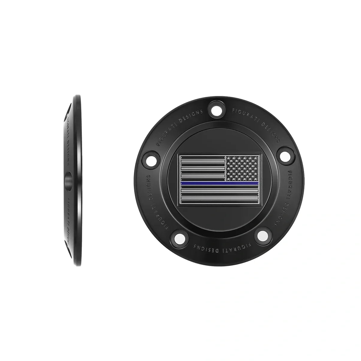 Harley-Davidson Rustfrit Stål i Sort Tynd Blå Linje Amerikansk Flag - Omvendt Twin Cam Timing Cover