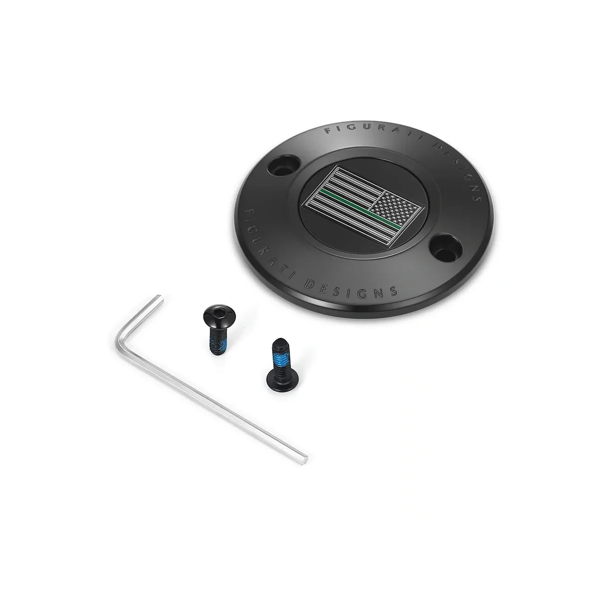 Harley-Davidson Rustfrit Stål i Sort Tynd Grøn Linje Amerikansk Flag - Omvendt M8 Timing Cover