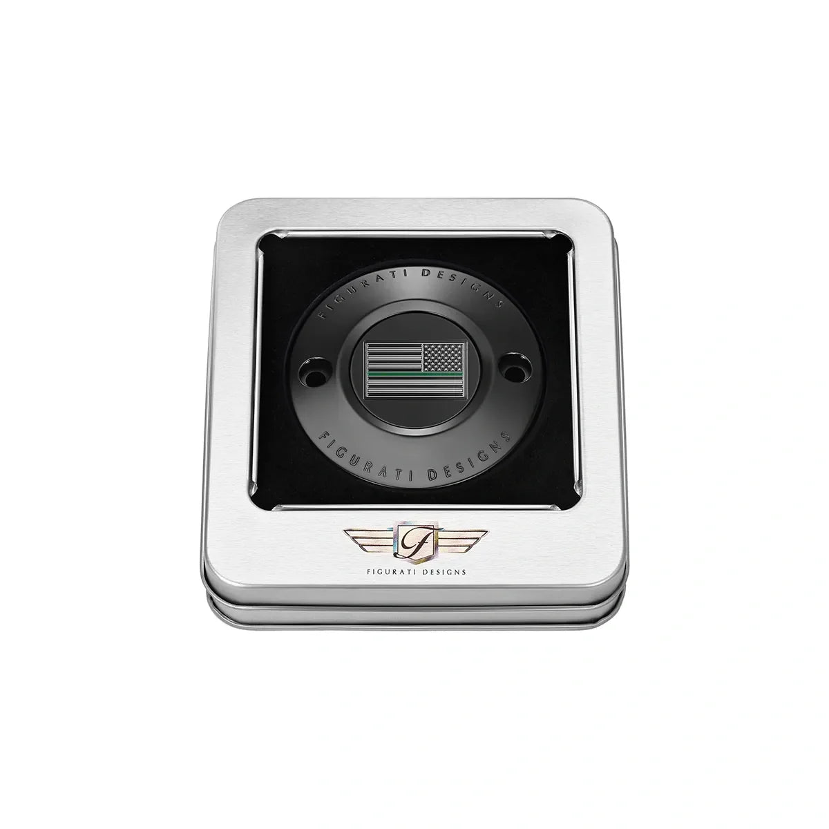 Harley-Davidson Rustfrit Stål i Sort Tynd Grøn Linje Amerikansk Flag - Omvendt M8 Timing Cover