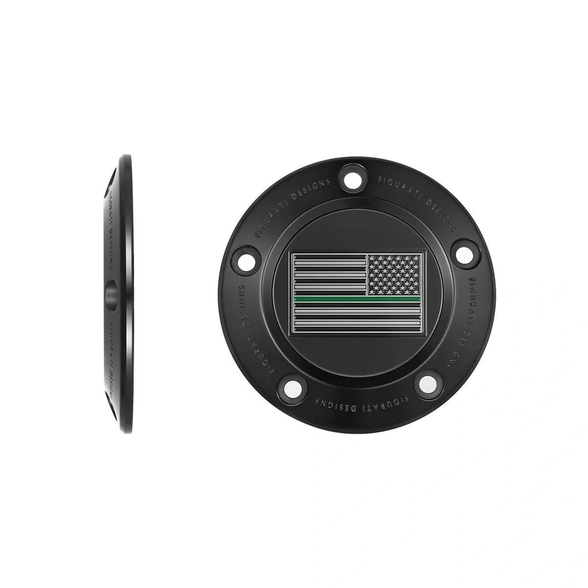 Harley-Davidson Rustfrit Stål i Sort Tynd Grøn Linje Amerikansk Flag - "Reversed Twin Cam Timing Cover"