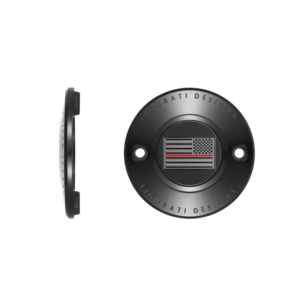 Harley-Davidson Rustfrit Stål i Sort Tynd Rød Linje Amerikansk Flag - Omvendt M8 Timing Cover
