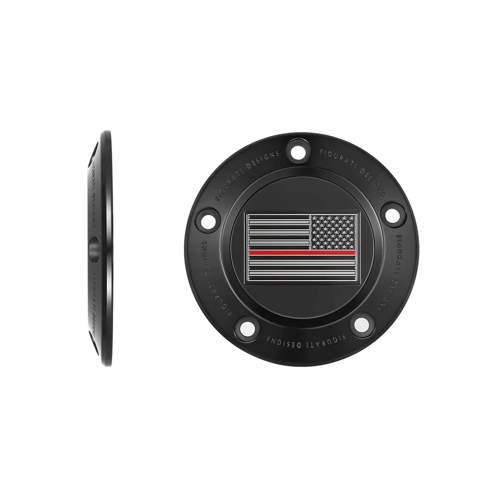 Harley-Davidson Rustfrit Stål Sort Tynd Rød Linje Amerikansk Flag - Omvendt Twin Cam Timing Cover