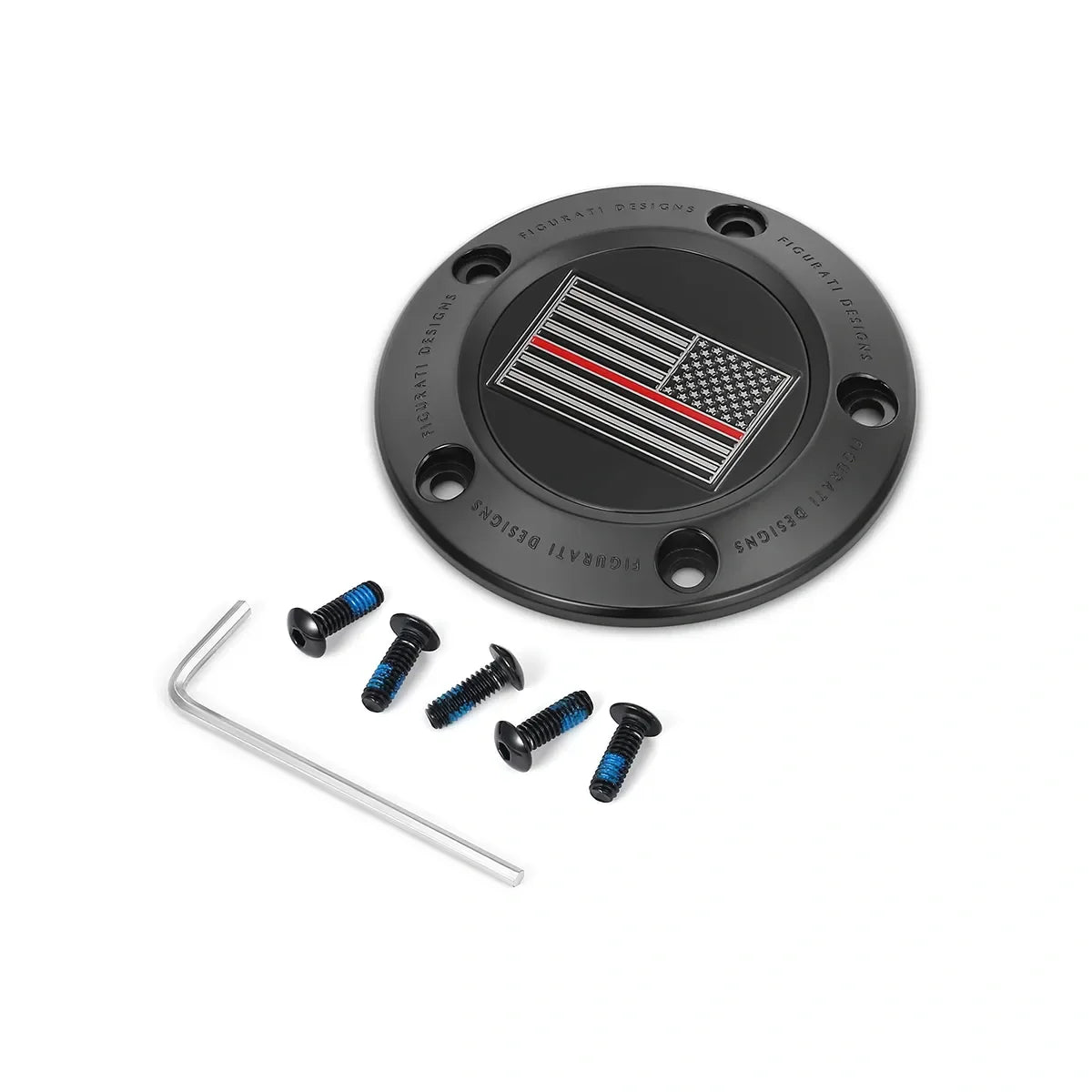 Harley-Davidson Rustfrit Stål Sort Tynd Rød Linje Amerikansk Flag - Omvendt Twin Cam Timing Cover