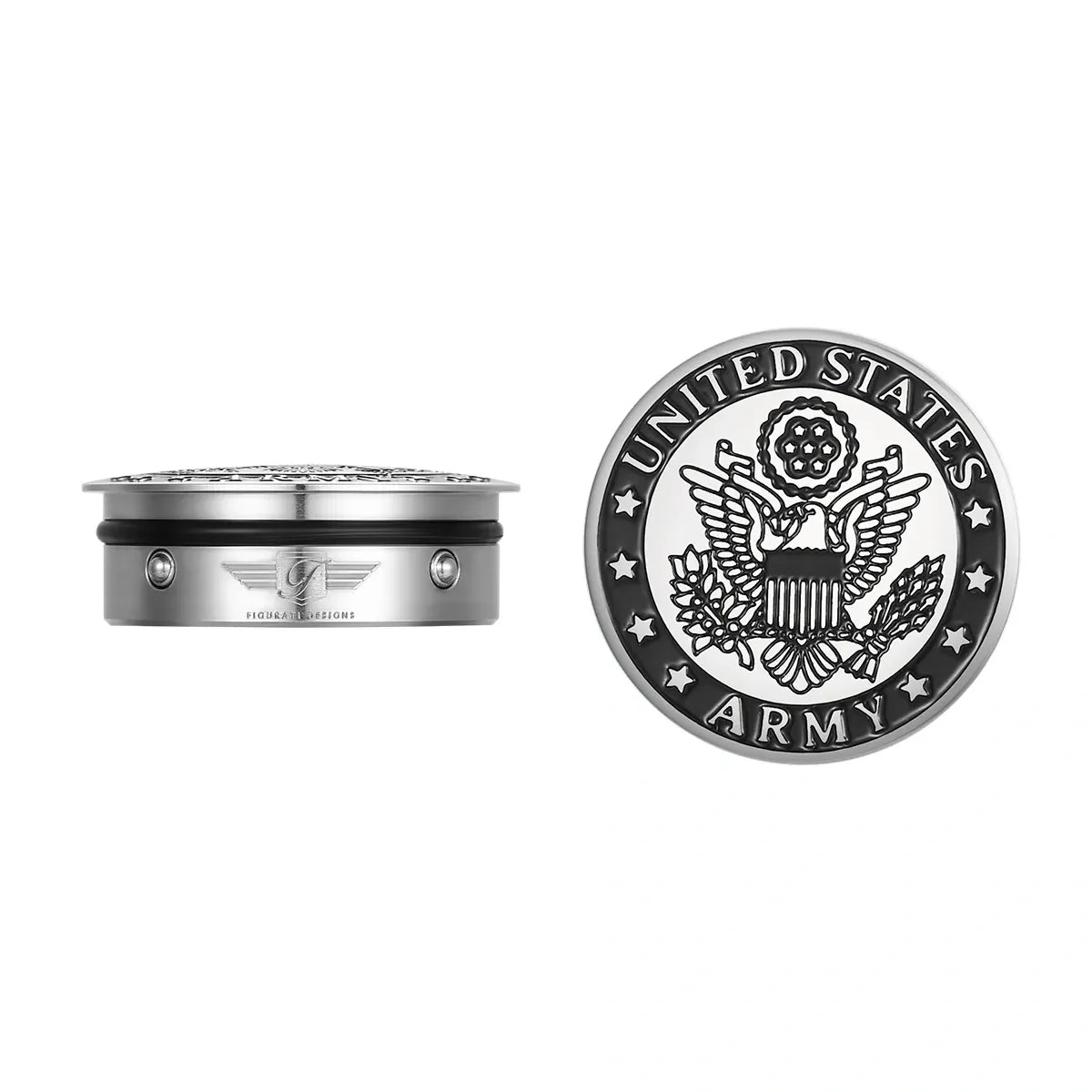 *Officielt Licenseret* Harley-Davidson Rustfrit Stål / Sort Svingarmsdæksel Army Seal