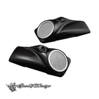 Speed By Design Twisted 8 sidetaske låg med 8" højttaler udskæring til Harley-Davidson Street Glide, Road Glide og Electra Glide 2014-2023