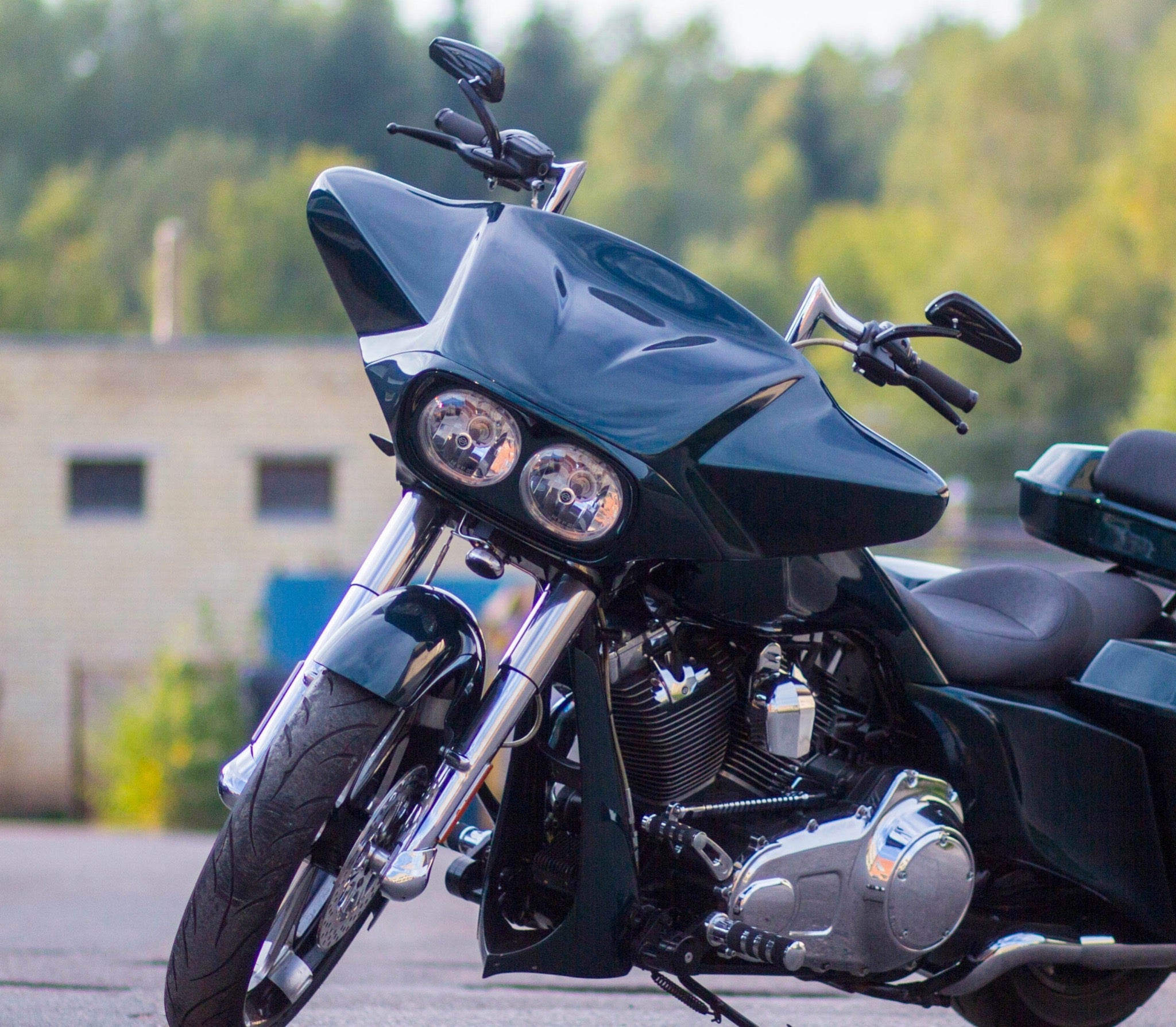 Bolt on Radiator Cover for Harley Davidson Touring 2009-2016 models with Raked Frame