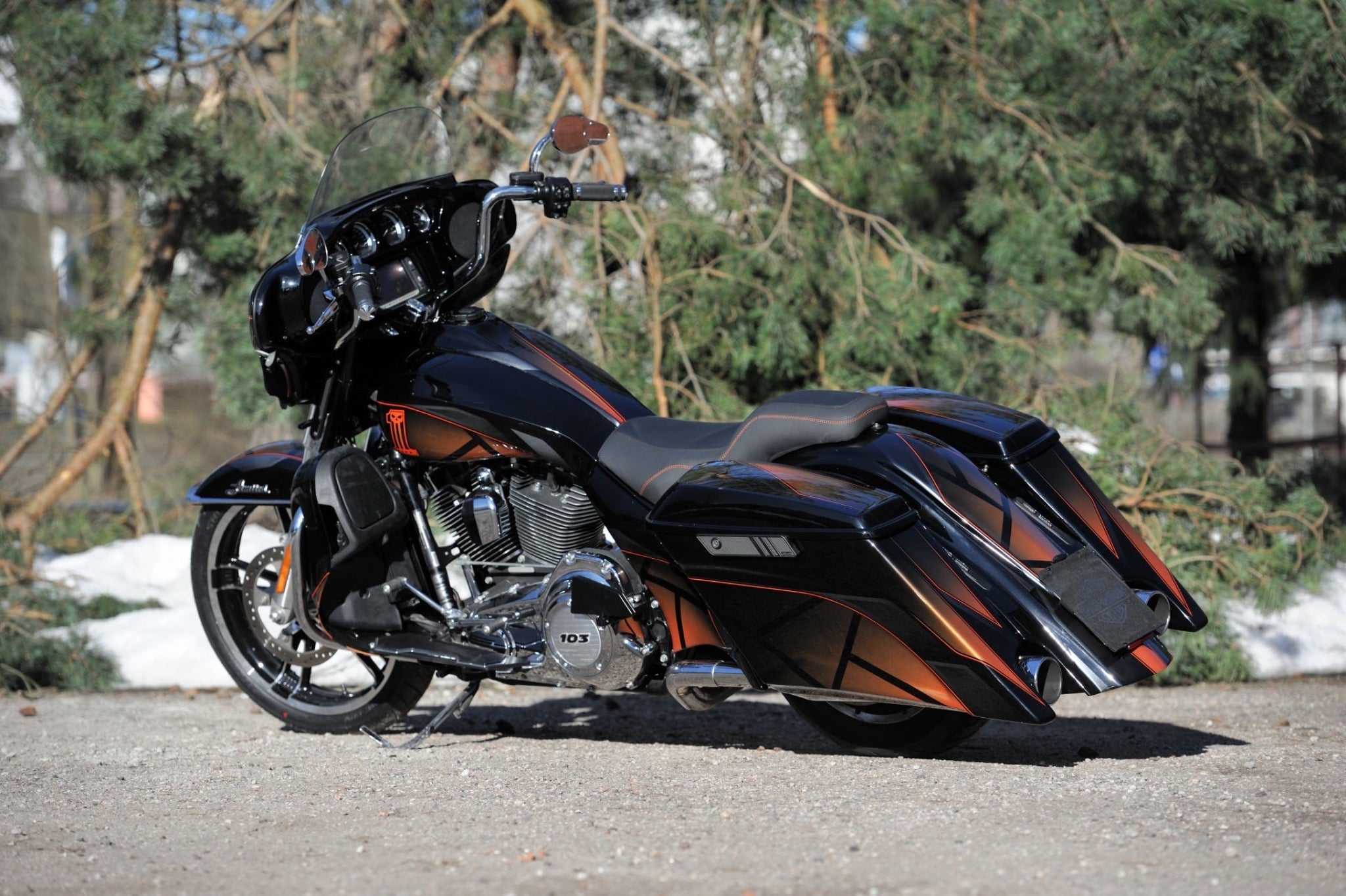 Set of stretched fender and saddlebags Magnus for Harley Davidson Touring 2014 up