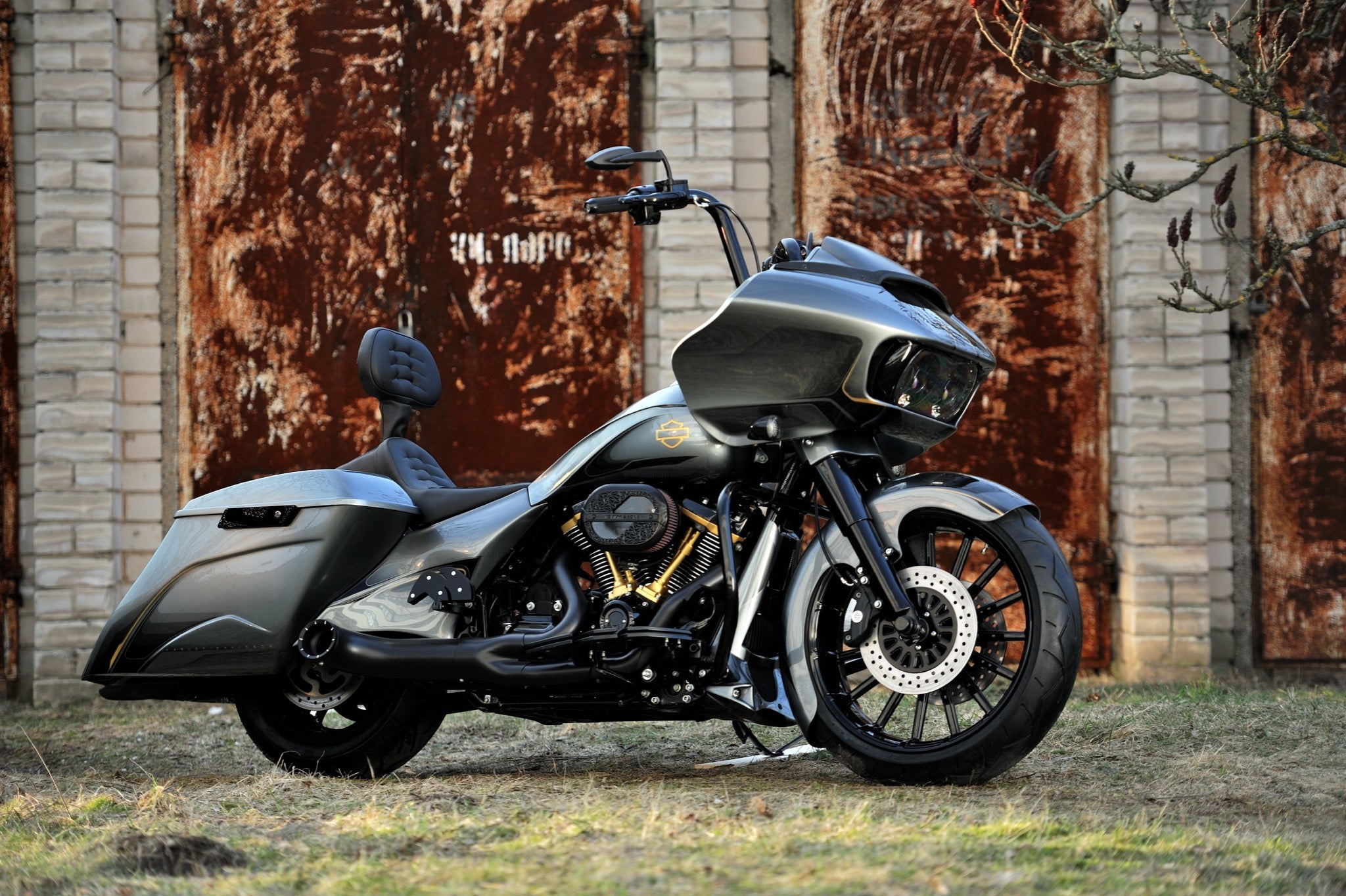 Bolt on Radiator Cover for Harley Davidson Touring wit LED lights