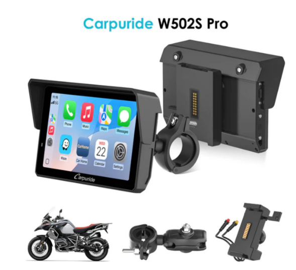 Carpuride – W502B Wireless Apple Carplay/Android Auto Waterproof Screen for BMW Motorcycle