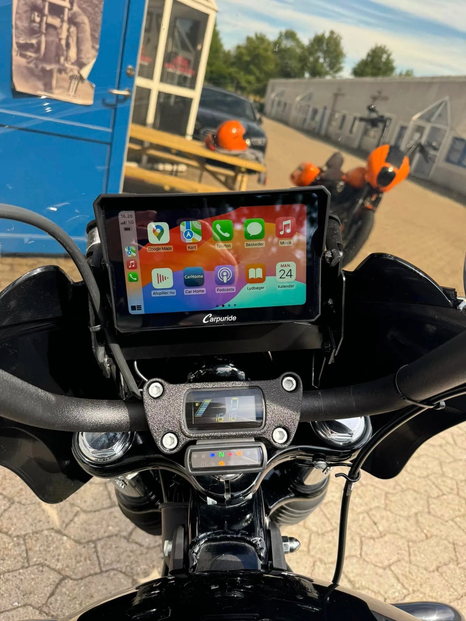 Carpuride – W619 Trådløs Apple Carplay/Android Auto vandtæt skærm til motorcykel