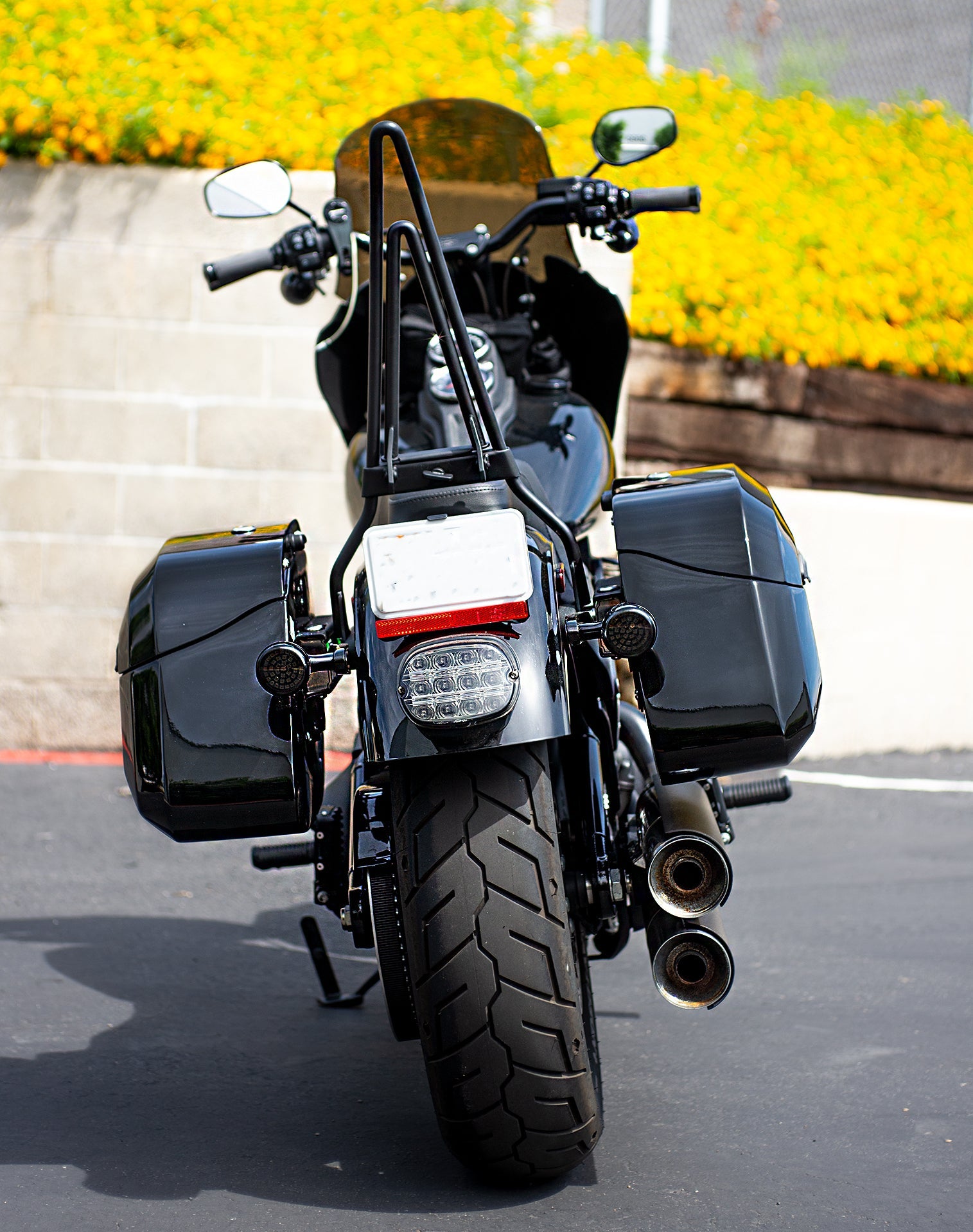 40L - Lamellar Raven Extra Large Painted Motorcycle Hard Saddlebags for Harley Softail Low Rider S FXLRS