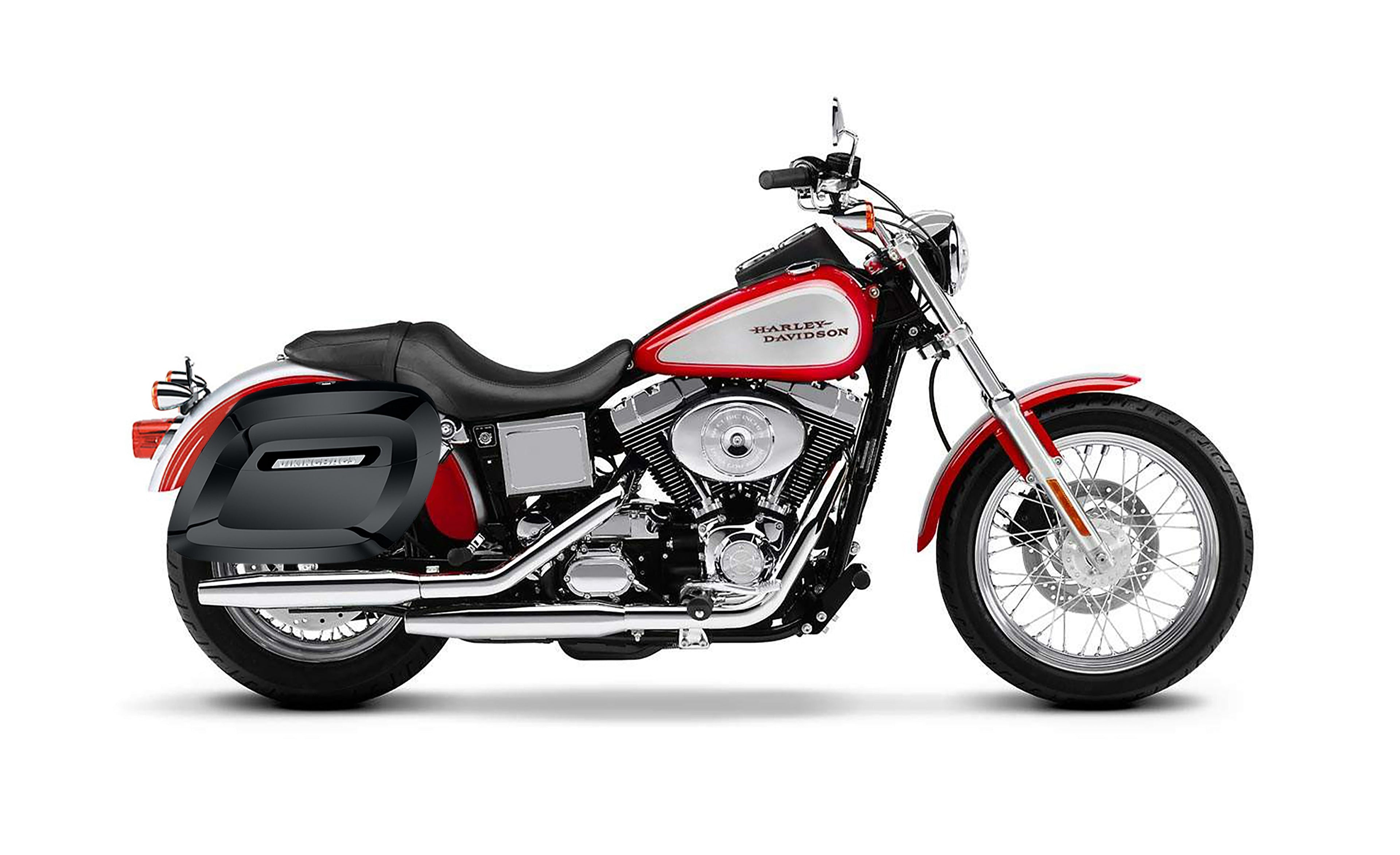 36L - Lamellar Raven Ekstra Store Stødabsorberende Lakerede Hårde Sadel tasker til Harley Dyna Low Rider FXDL/I