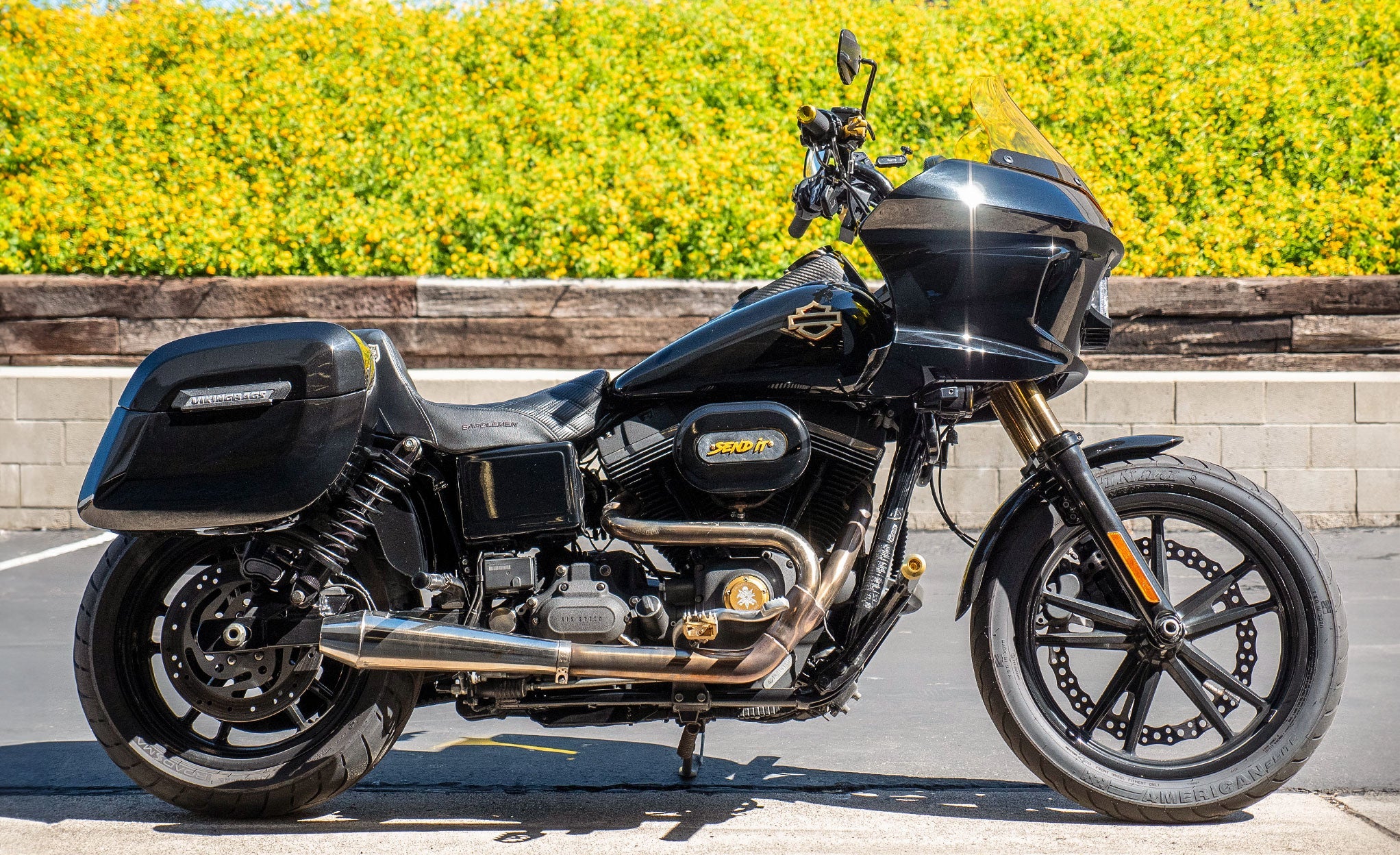 36L - Lamellar Raven Ekstra Store Støddæmpere-udskåret Malet Hårde Sadel tasker til Harley Dyna Street Bob FXDB/I