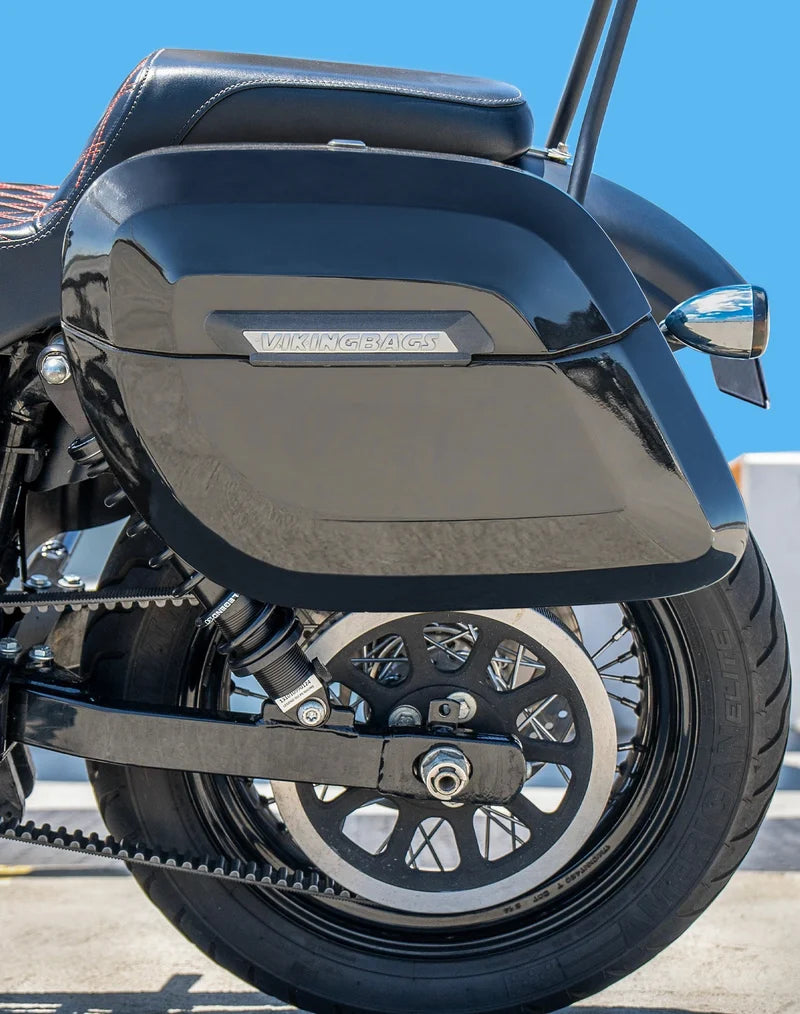 36L - Lamellar Raven Extra Large High Gloss Saddlebags for Harley Dyna Street Bob FXDB/I