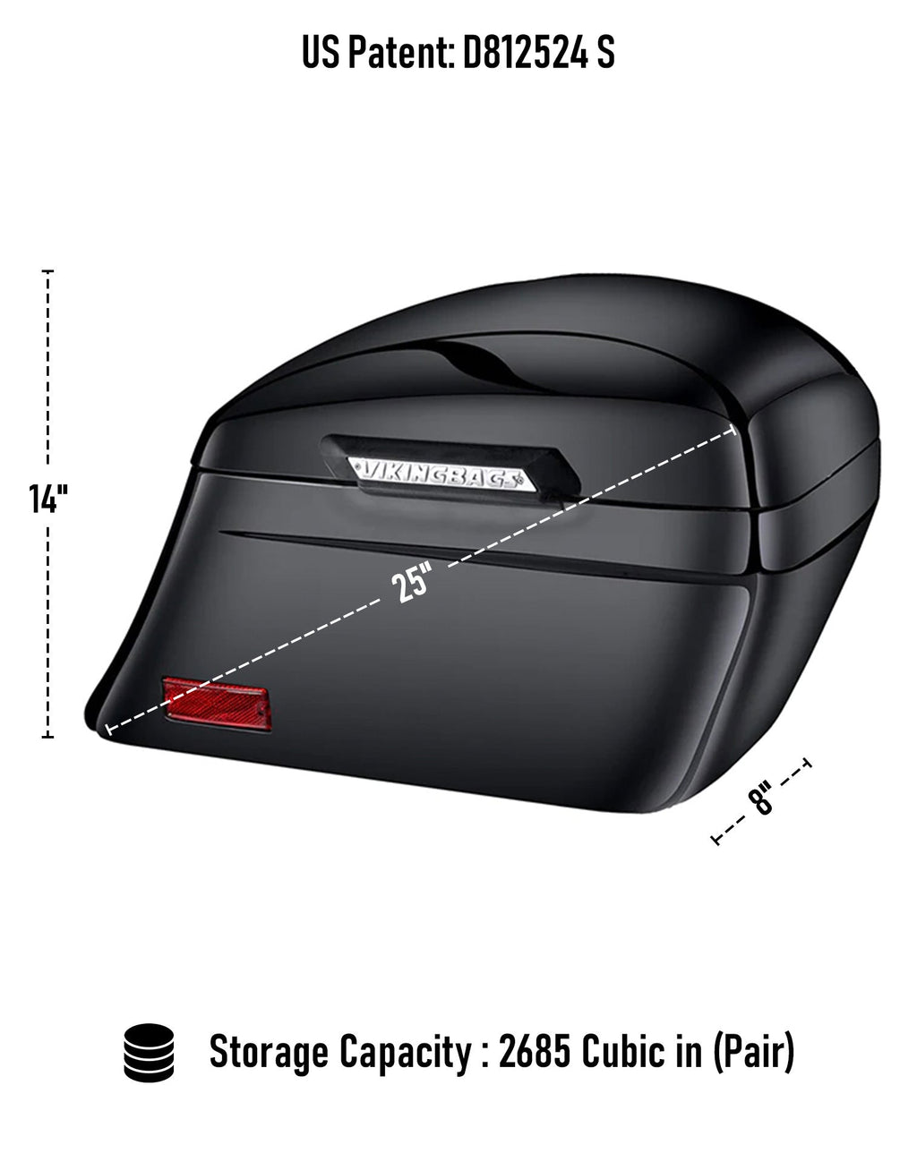 44L - Lamellar Stallion Ekstra Store Højglans Hardcase Sidetasker til Harley Softail Low Rider S FXLRS